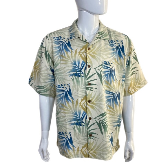 Original Island Sports Men’s Textured Silk Palm Leaf Camp Shirt - Picture 1 of 6